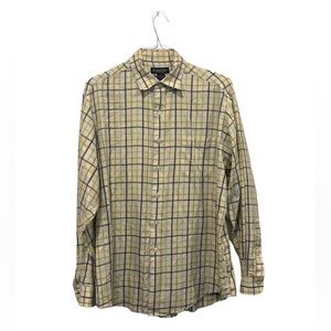 Brooks Brothers‎ Shirt Mens Large Button Down Plaid Woven in Italy 100% Cotton
